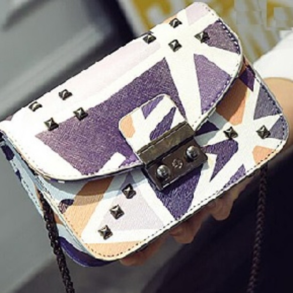 Purple White Grey Handbag - Crossbody or Shoulder